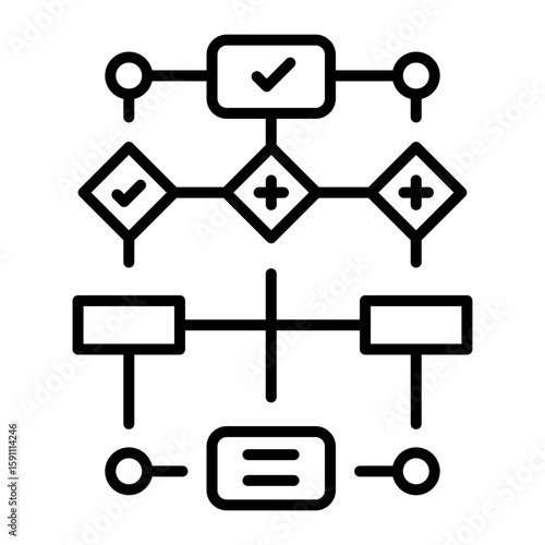 A linear style icon representing decision tree