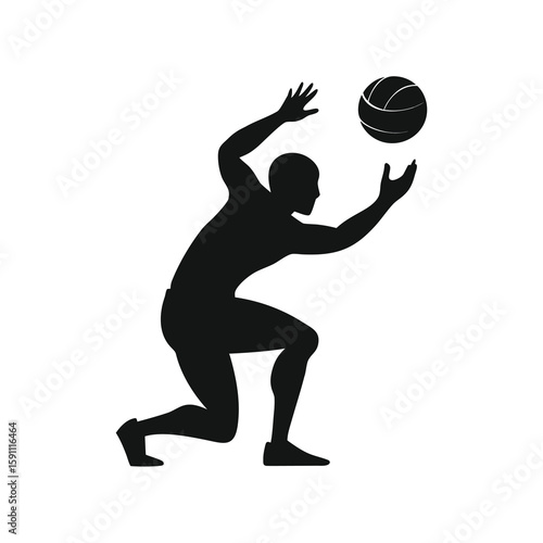 Dynamic volleyball player blocking a powerful spike with focused hands and determined stance