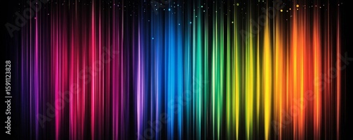 Vibrant rainbow gradient on a black background, symbolizing movement, energy, and dynamic color flow, ideal for event or music cover designs, Generative AI