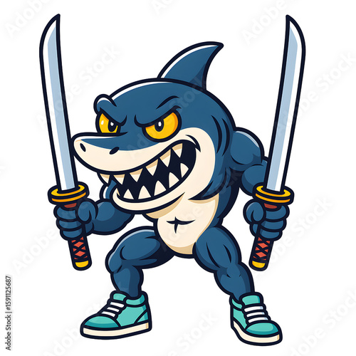 Wallpaper Mural Tralalero Tralala shark samurai Italian Brainrot Meme Character Torontodigital.ca
