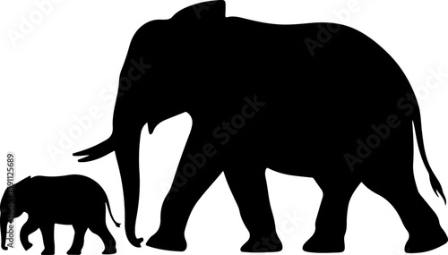 Canvas Print Eelephant silhouette vector, elephant, animal, vector, silhouette, illustration,