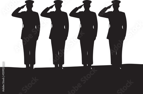 Saluting Army Officer Vector Illustrations


