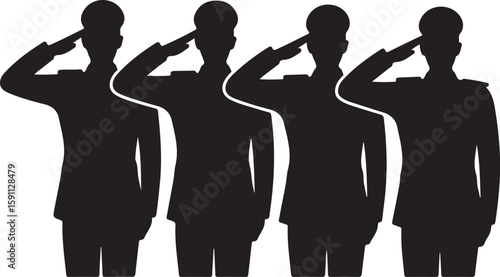 Saluting Army Officer Vector Illustrations

