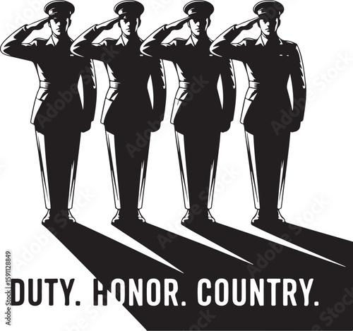 Military Respect & Honor Silhouette Design

