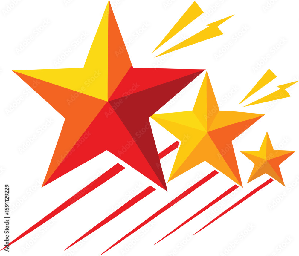 Fototapeta premium Golden 3D vector star icon illustration with a shiny metal finish, perfect for awards, Christmas, or success celebration designs
