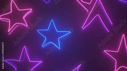 Neon stars in a dark background