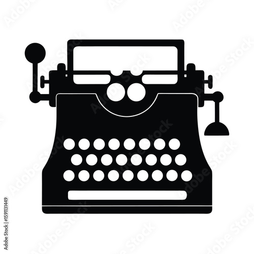 Elegant silhouette of a classic vintage typewriter with distinctive round keys