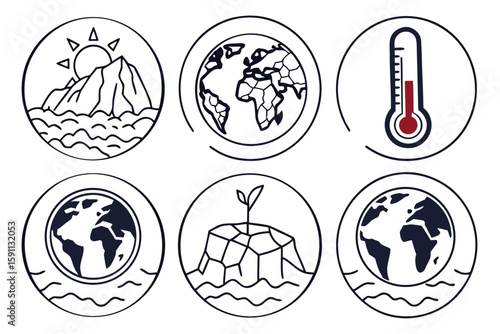 Climate change and global warming icons