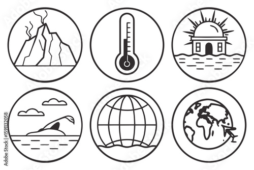 Climate change and global warming icons