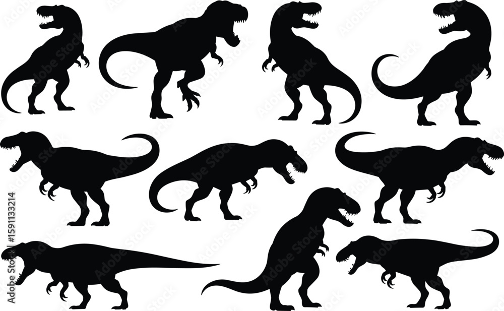 Obraz premium Dinosaur Profile Icon Collection for Kids and Prints Vector Illustration