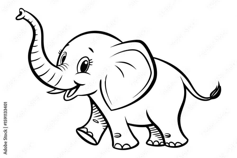 Fototapeta premium Cute baby elephant walking, isolated on white background