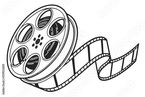 Film reel with a strip of movie film