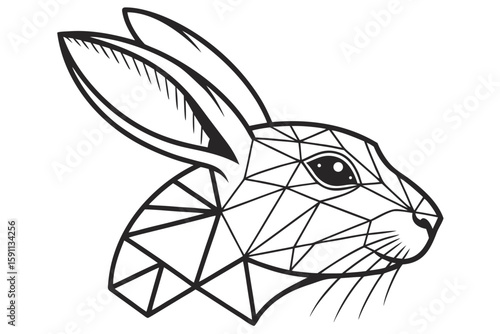 Geometric rabbit head isolated on white background