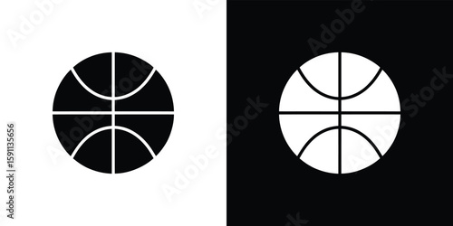 Contrasting Basketball Icons Black and White Background Minimalist Design