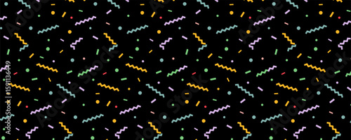 Seamless pattern with colorful falling decorative sprinkles banner, poster, cards background. birthday cover elements Seamless Pattern with Color Sprinkles. Colorful Vector Carnaval Confetti backdrop.