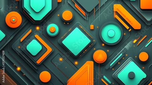 Abstract geometric shapes with vibrant color and light