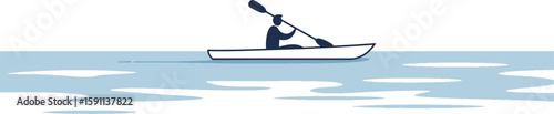 Serene Kayaker Paddling Calm Water