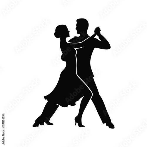Silhouette of a Couple Ballroom Dancing Tango Waltz Romantic Dance Pose