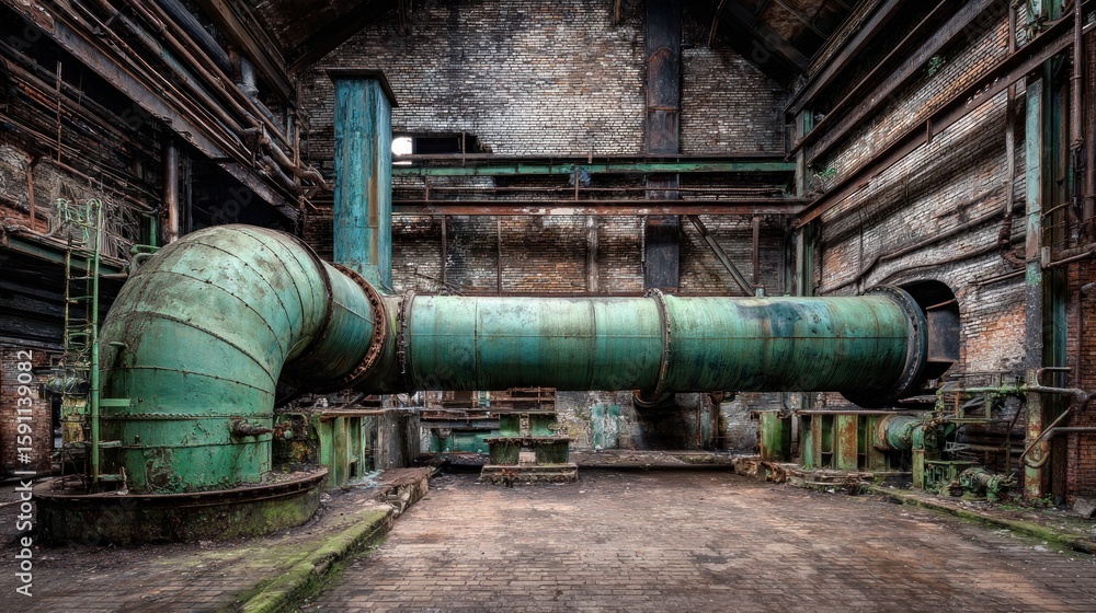 Rusty industrial pipes in abandoned factory Rusty industrial pipes in abandoned factory