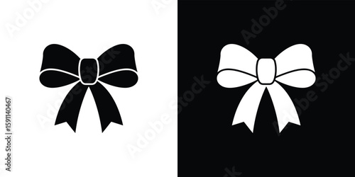 Isolated Bow Tie Icon in Black and White Variants Simple Design Ornament