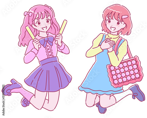 たまらない表情の推し活女子　カラフル