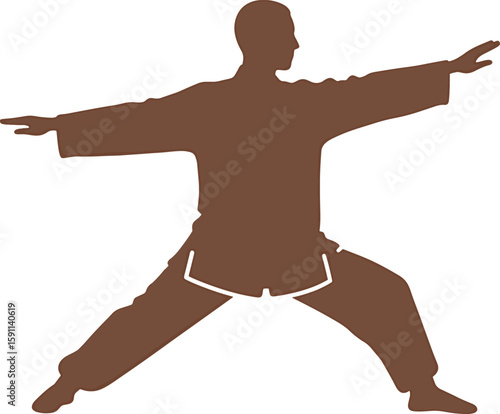 Serene Tai Chi Silhouette, Peaceful Posture