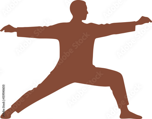 Serene Tai Chi Silhouette, Peaceful Posture