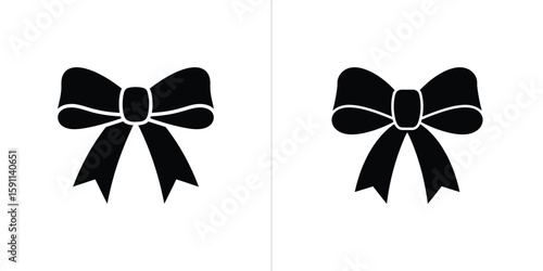 Isolated festive black bow knot on transparent background element