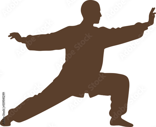 Serene Tai Chi Silhouette: Peaceful Martial Arts