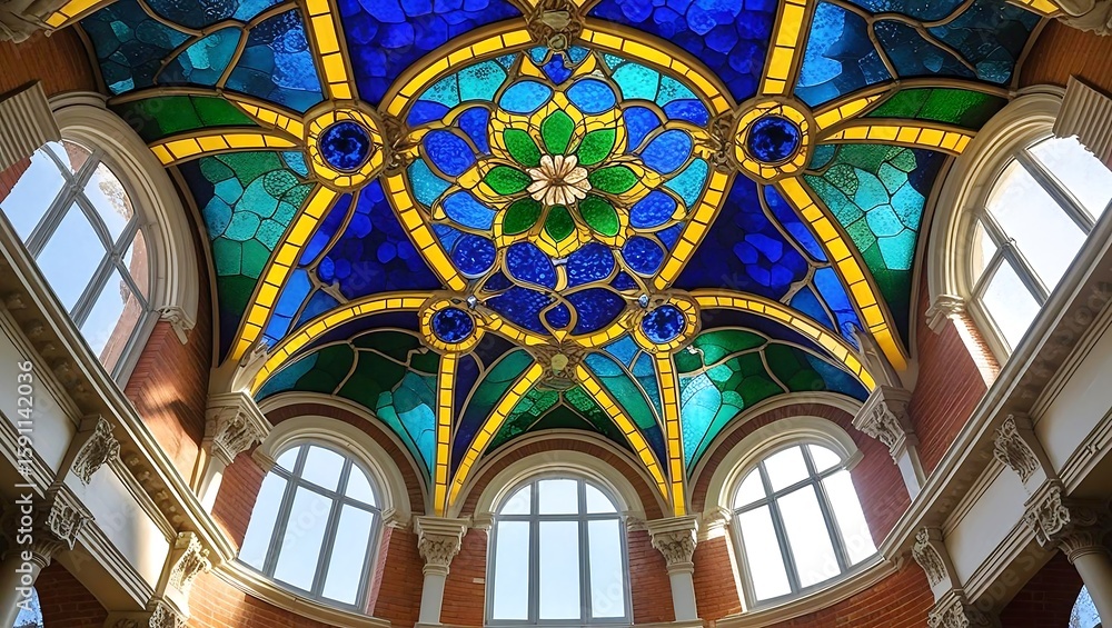 Obraz premium The historic interior of St Petersburg's cathedral reveals an architectural masterpiece with a grand dome, intricate arches, and stunning religious art