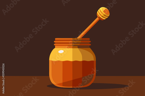 Rustic Honey Jar with a Hand Dipped Wooden Dipper