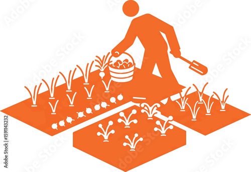 Harvesting Vegetables: Flat Icon Design