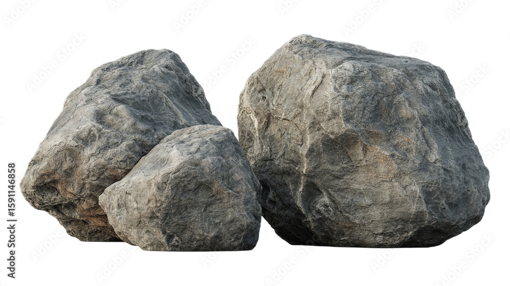 Fototapeta premium Three Natural Sedimentary Rocks Isolated on transparent Background