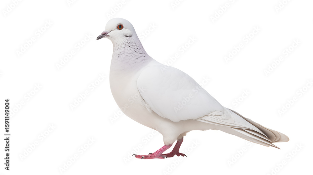 A beautiful, pure white dove stands against a transparent backdrop. A beautiful, pure white dove stands against a transparent backdrop.