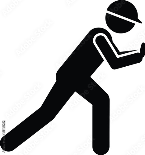 Vector art of a stick figure man pushing a wall
