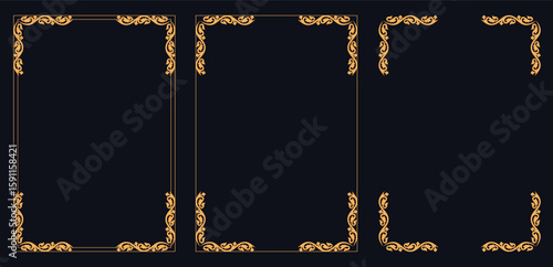 Corner frame, Set of vintage frames, bouquet of flowers, Decorative vintage frames borders