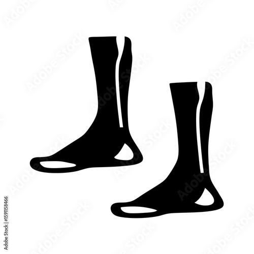 Black and white illustration of leg coverings, leggings, or socks for protection