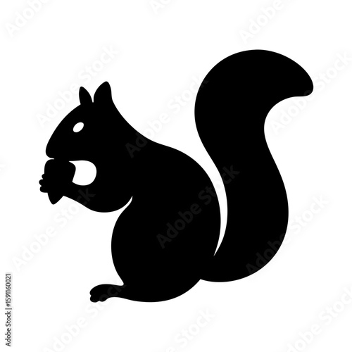 A bold silhouette of a squirrel enjoying a tasty nut delight