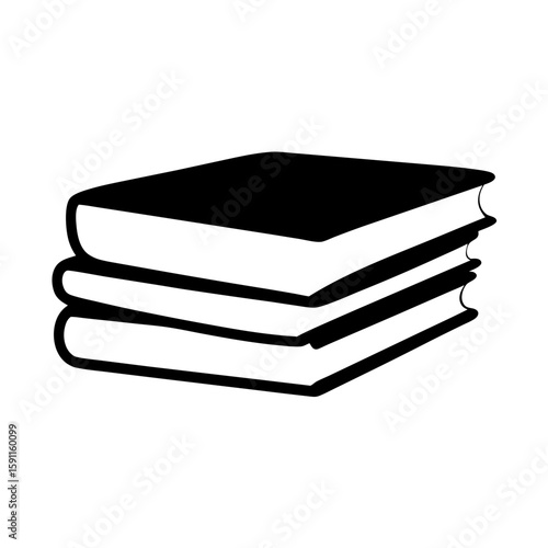 A stack of three books, monochrome illustration representing education and knowledge