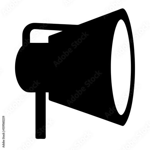 Black megaphone bullhorn vector icon graphic illustration with handle and stand