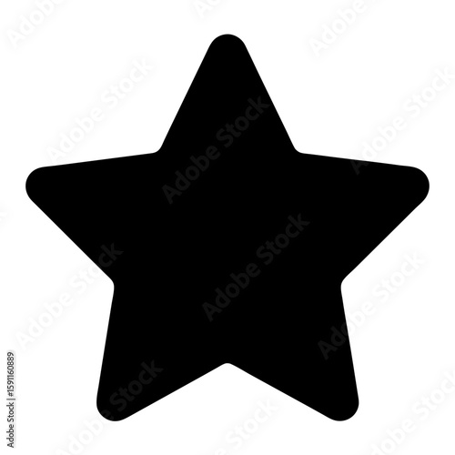 Simple black star design with rounded edges on white background image