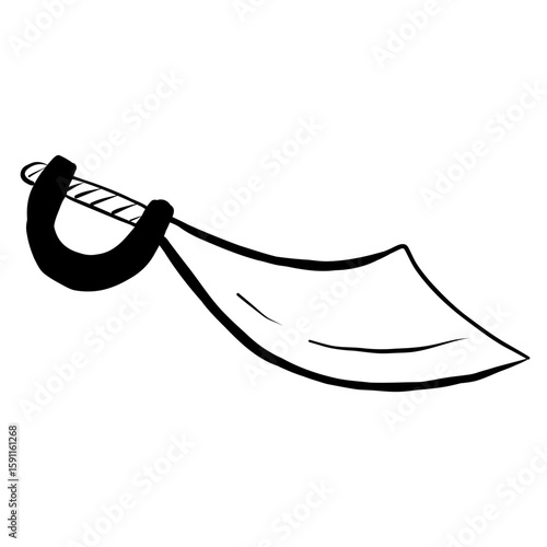 A traditional curved blade with a sturdy handle is shown against a plain background. This tool is commonly used in agriculture for cutting crops and vegetation efficiently.