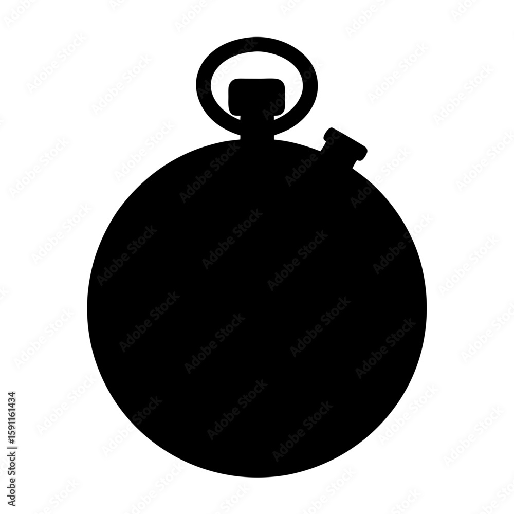 Fototapeta premium Black silhouette of an analog stopwatch representing speed and timing concept