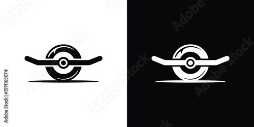 One Wheel Electric Skateboard on Transparent Background, Personal Transporter Icon