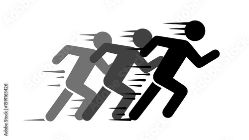 A symbol of breakthrough and high productivity. A dynamic silhouette of a running person, symbolizing speed, energy, success, achieving goals, and overcoming creative crises.