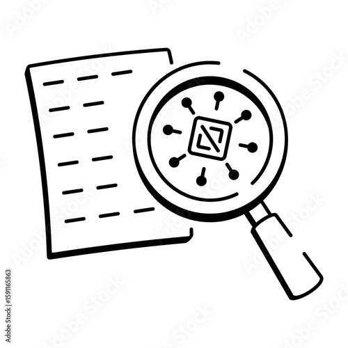 A drawing style icon showing code review
