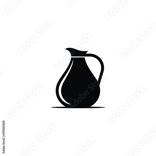 Pitcher Jug Icon Isolated Silhouette with Transparent Background