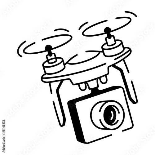  A doodle style icon showing drone camera
