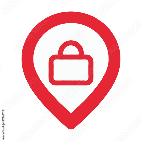 Modern location pointer icon designed for shopping malls on maps and navigation systems. Ideal for UI/UX, travel guides, digital applications, and commercial use in urban planning or consumer services