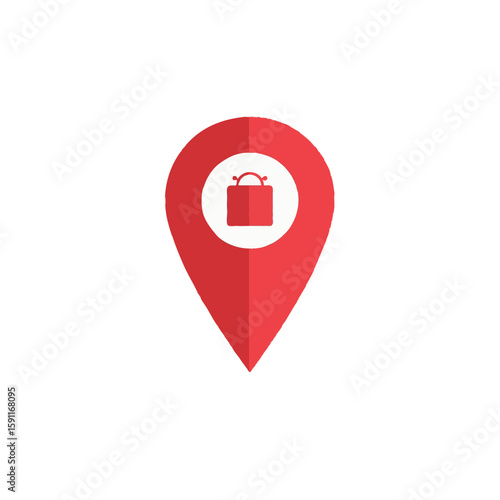 Modern location pointer icon designed for shopping malls on maps and navigation systems. Ideal for UI/UX, travel guides, digital applications, and commercial use in urban planning or consumer services